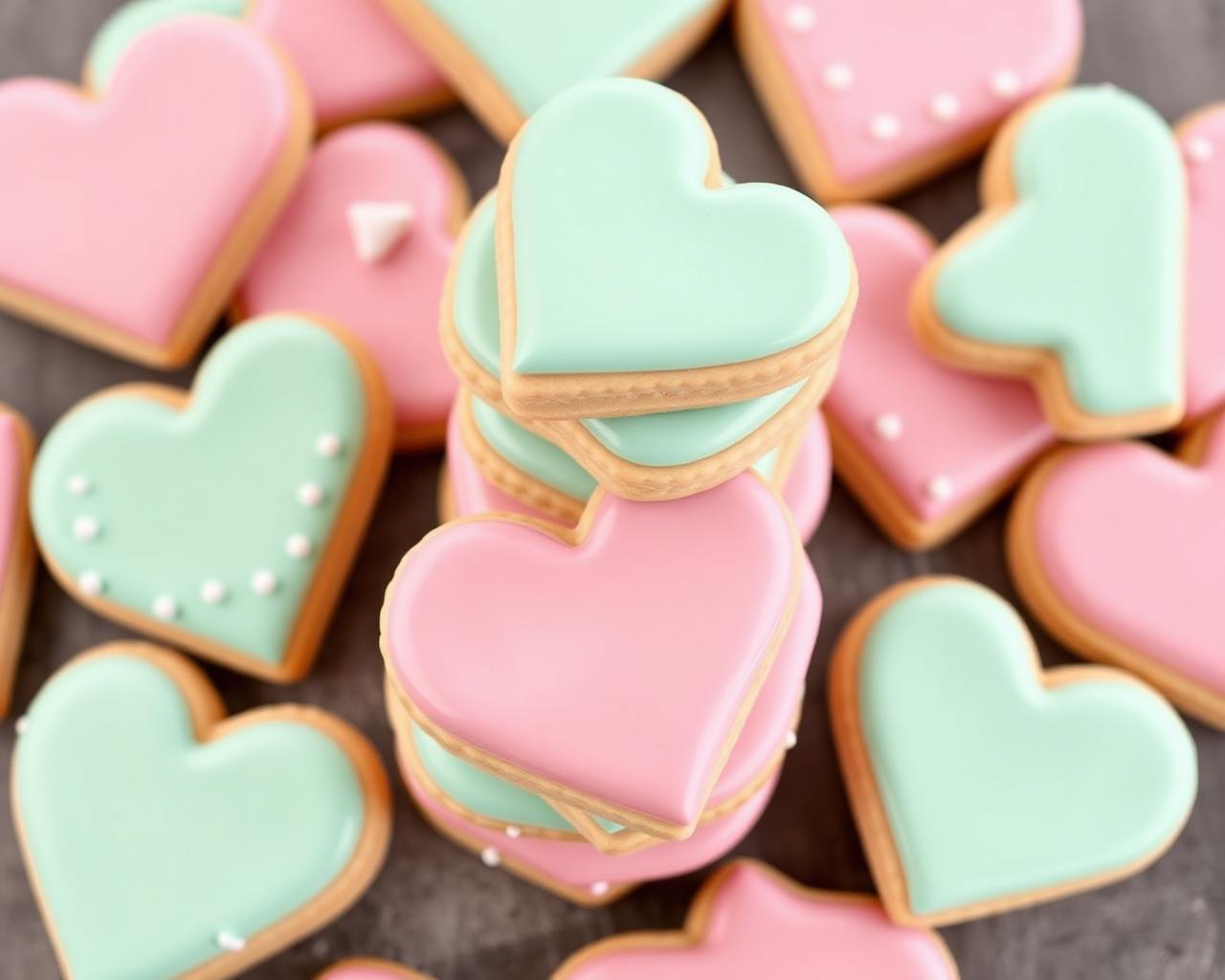 Pastel heart sugar cookies