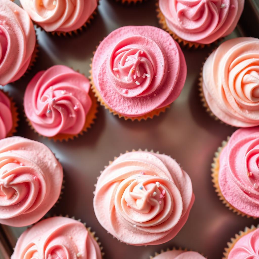 Pink buttercream cupcakes